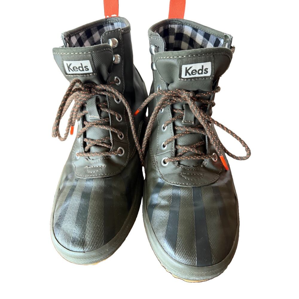 Keds Scout Splash WX Womens 9.5 Green Textured Water Resistant Rain Boots Plaid